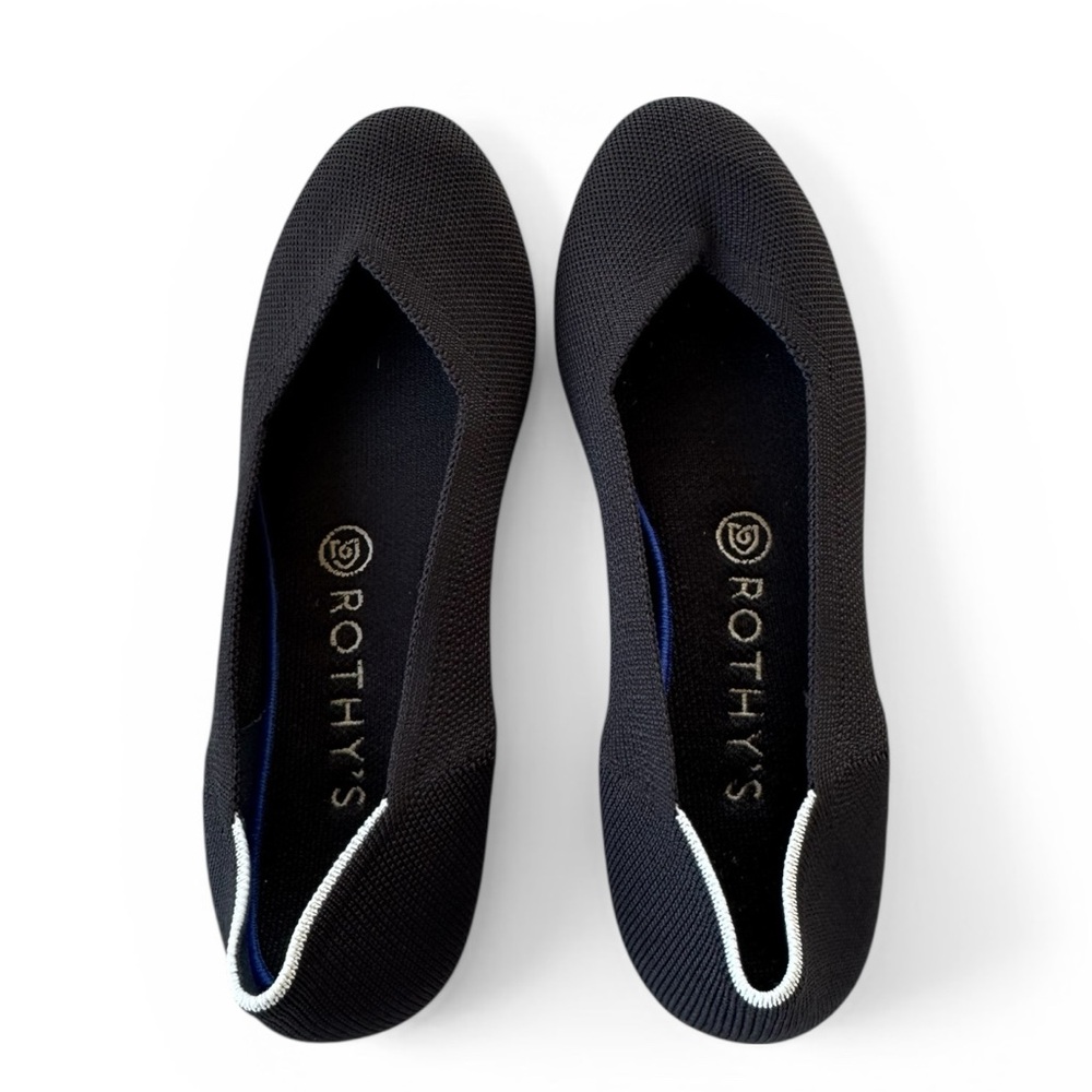ROTHY'S The Flats Black Women's Ballet with White Trim Size 8.5
